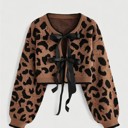  Leopard Print Cropped Sweater 