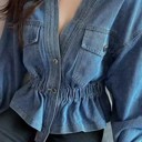  V neck denim jacket