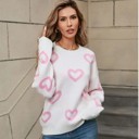  Heart Print Pullover Sweater
