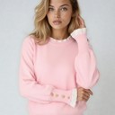 Pink Small  Lace Trim Knit Sweater