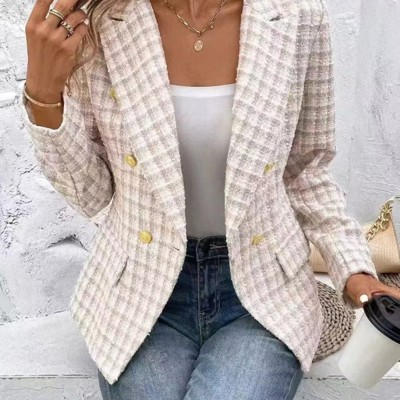 Checkered Pattern Blazer Jacket