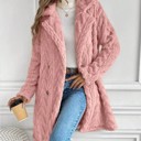 Small Pink Houndstooth Pattern  Fleece Coat