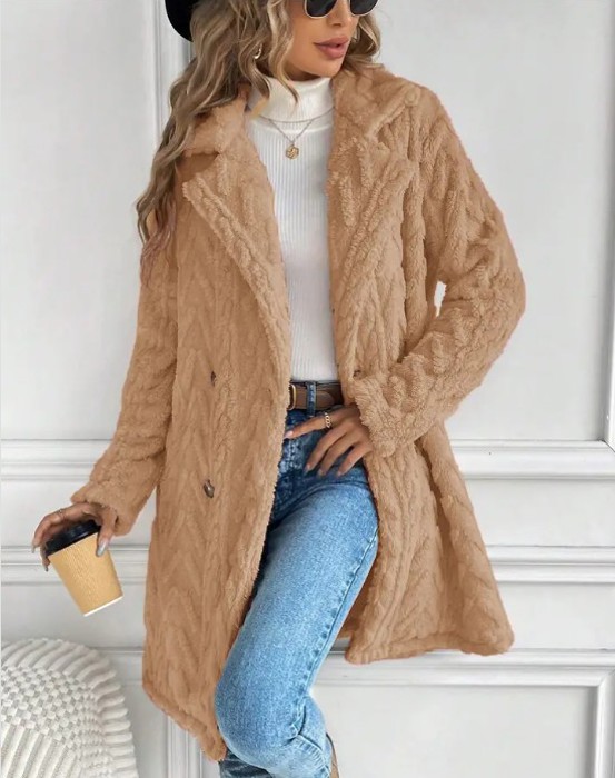 Houndstooth Pattern  Fleece Coat