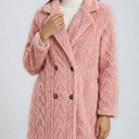 Medium Pink Houndstooth Pattern  Fleece Coat