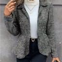  Houndstooth Patterned Blazer with Belted Waist