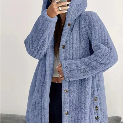 Button-Down Hooded Fleece Jacket