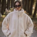   Zip-up Faux Fur Jacket