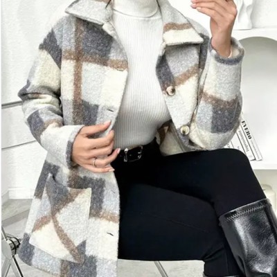 Plaid Woolen Coat