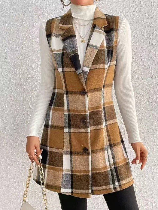Plaid Sleeveless Vest