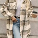  Plaid Faux Fur Coat