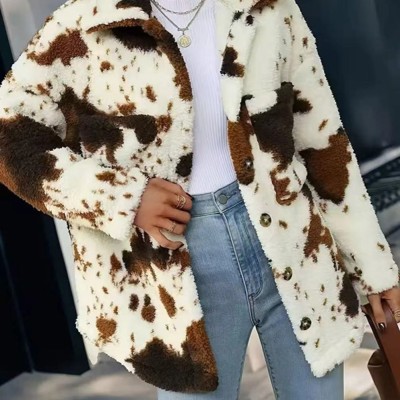 Cow Print Sherpa Jacket