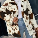  Cow Print Sherpa Jacket