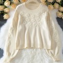  Embroidered 3D Daisy Knit Sweater