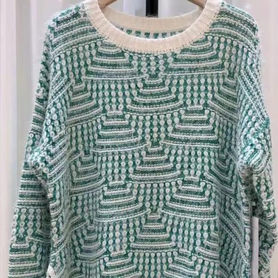 Plaid Knit Sweater with fringe
