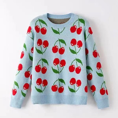 Cherry Pattern Knit Sweater