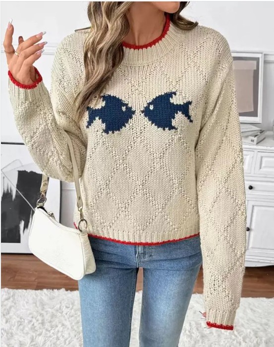 Fish Motif  Sweater