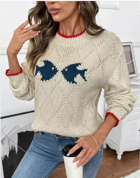 Fish Motif  Sweater