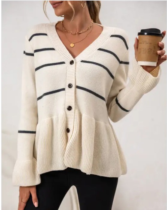 Striped Ribbed Cardigan 