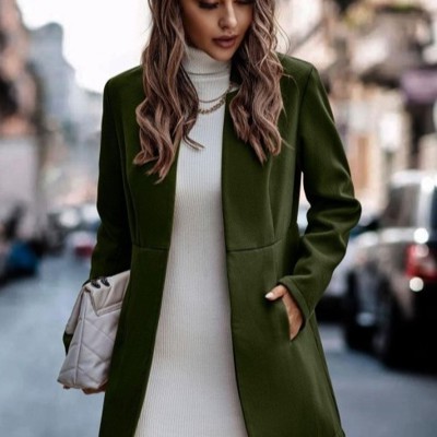 Women's Stand Collar  Wool Blend Coat
