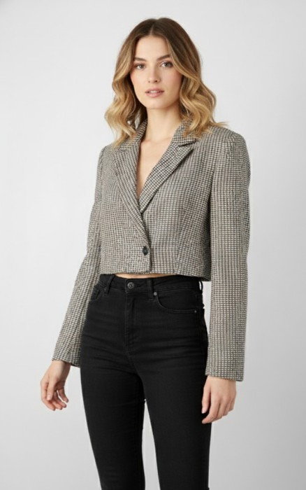 Plaid Cropped Blazer