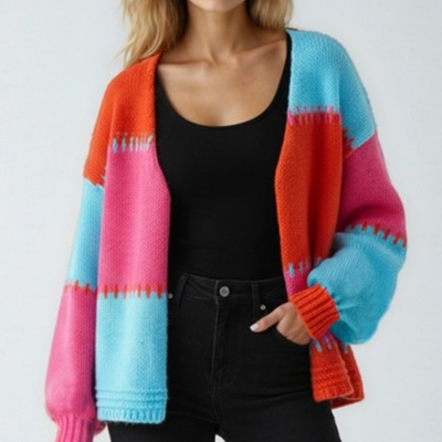 Women's Color-Block  Knit Cardigan