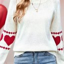 Small Off-white Knit Sweater With Heart Sleeve Detail