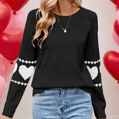 Knit Sweater With Heart Sleeve Detail