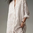 White Small Eyelet Embroidery Long Sleeve Shirt