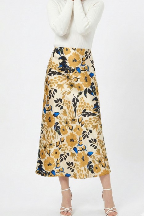 Satin Floral Skirt