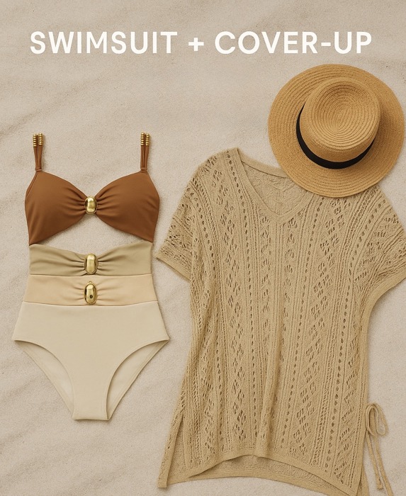 Beachside Chic 2-Piece Set – Swimsuit + Cover-Up