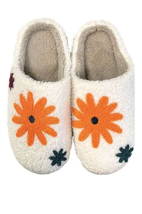 Cream retro daisy slippers