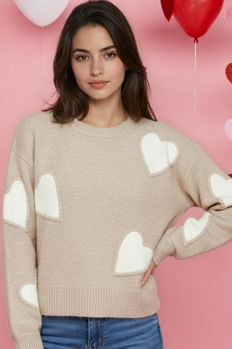 Heart Knit Sweater - Artistic Design