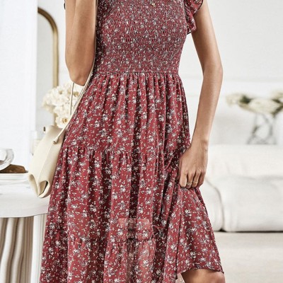Floral Print Smocked Dress