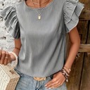 Small Black Striped ruffle sleeve blouse