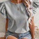Medium Black Striped ruffle sleeve blouse