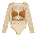  one piece Swimsuit  knit cover up top set