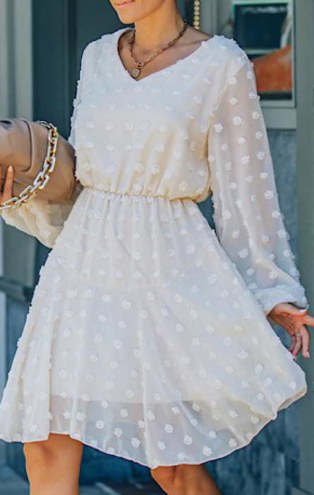 Dotted long sleeve dress
