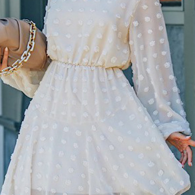 Dotted long sleeve dress