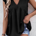Small Black Babydoll Ruffle Sleeve vneck Top