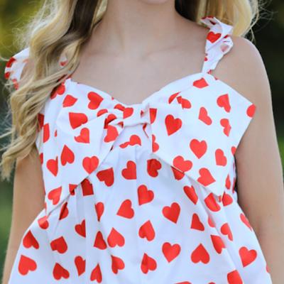 All over heart bow v-neck tank top