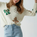  Sequins bow sweater