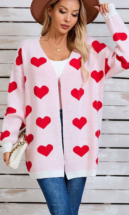 Open Front Heart Cardigan