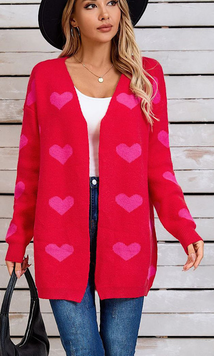 Open Front Heart Cardigan