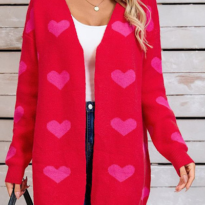 Open Front Heart Cardigan