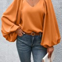 Small Orange Lantern Sleeve Blouse
