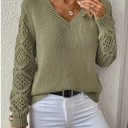 Small Green Women's Long Sleeve Hollow Knitted Sweater
