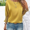 Small Light Yellow Smocked cuffs  Long sleeve blouse 