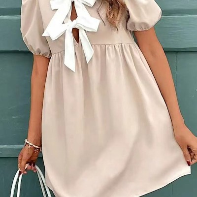 Tie front babydoll dress