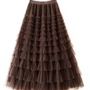 Small Brown Ruffled Maxi Skirt