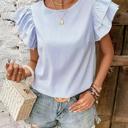  Striped ruffle sleeve blouse